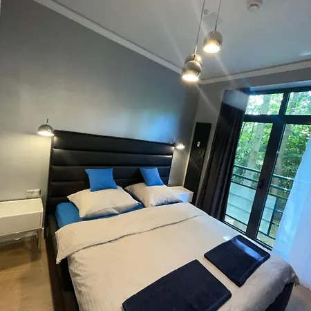 Navy Blue Z Tarasem Apartment Serock